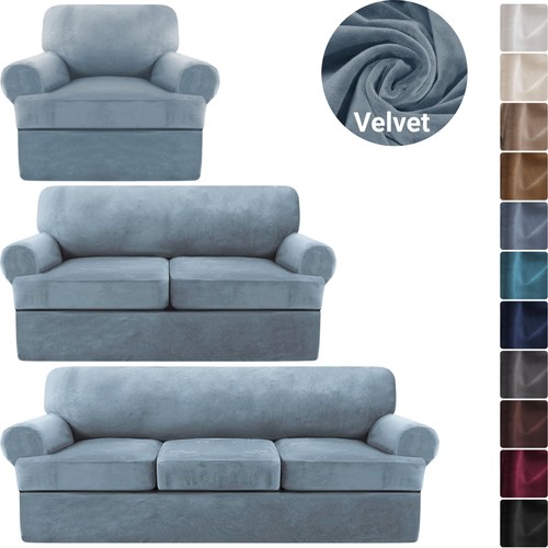 Stretch velvet cushion sofa - velvet,